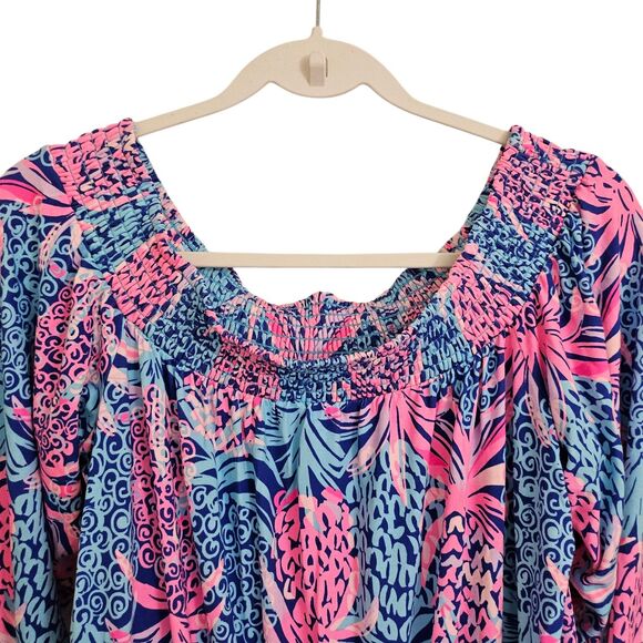 Lilly Pulitzer Romper Medium Cyla Pineapple Off Shoulder Mini Skort Skirt NWOT - Picture 7 of 13